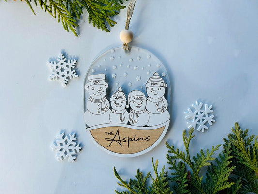 Personalized Family Snowman Ornament – Custom Name Christmas Decoration