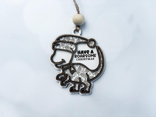 Have a Roarsome Christmas Dinosaur Ornament –  Laser Cut Holiday Decoration