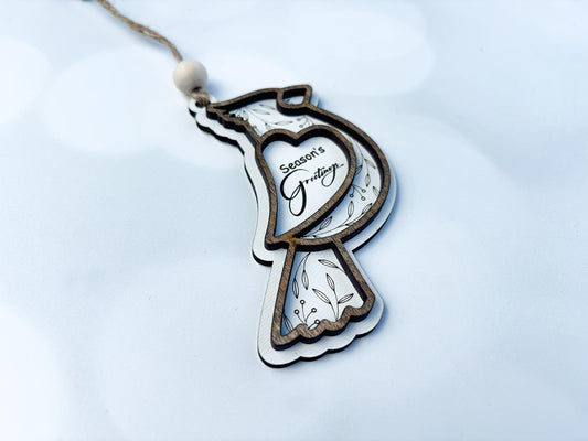 Wood Cardinal Ornament, Laser Engraved