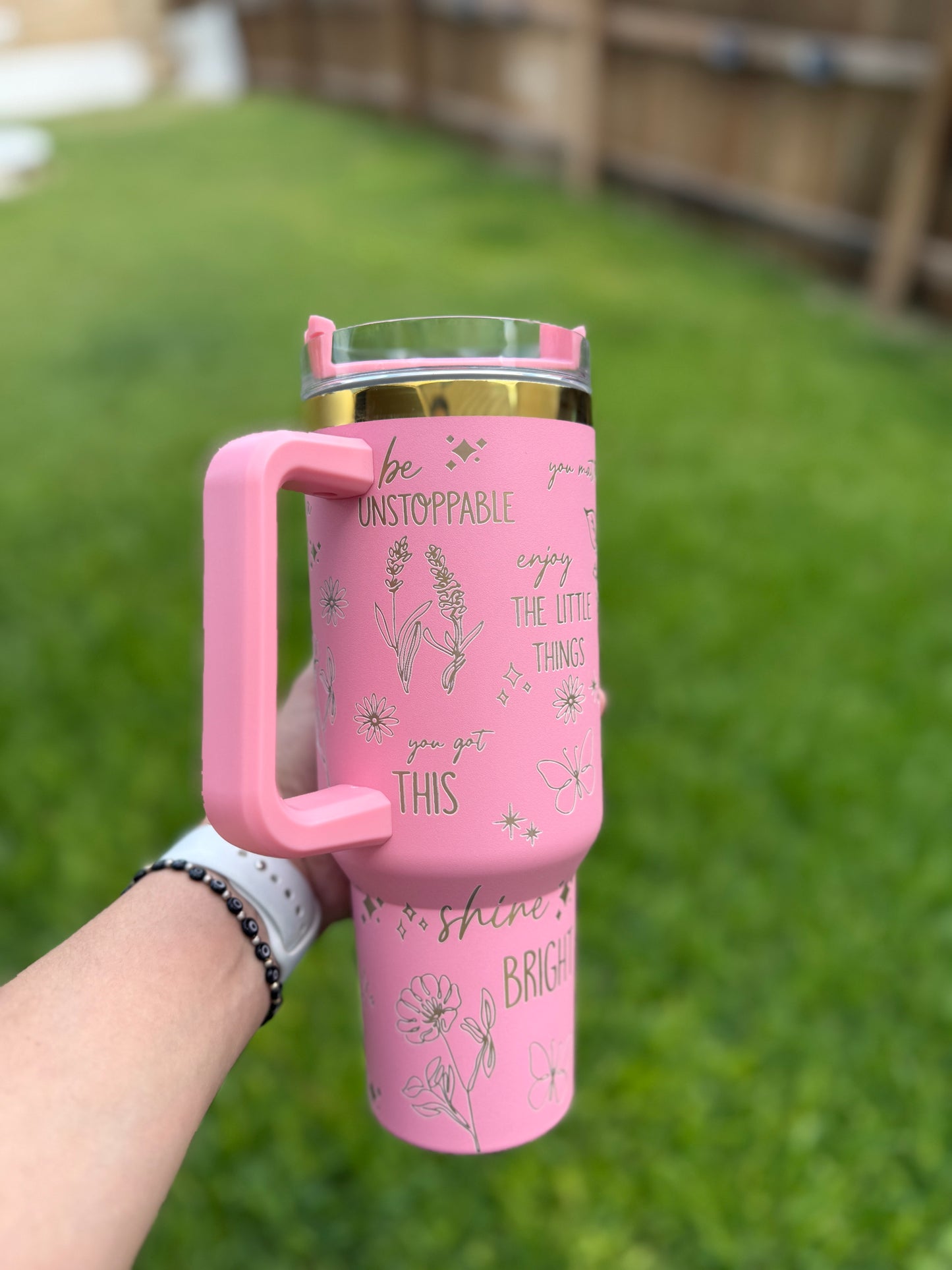 Just Breath - Positive vibes 40 oz Quencher  Gold  Plated Tumbler