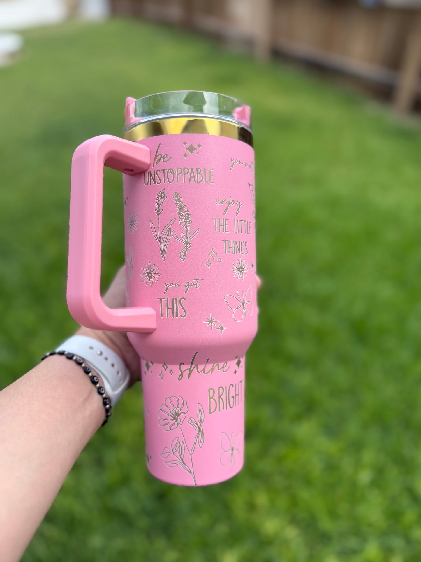 Just Breath - Positive vibes 40 oz Quencher  Gold  Plated Tumbler