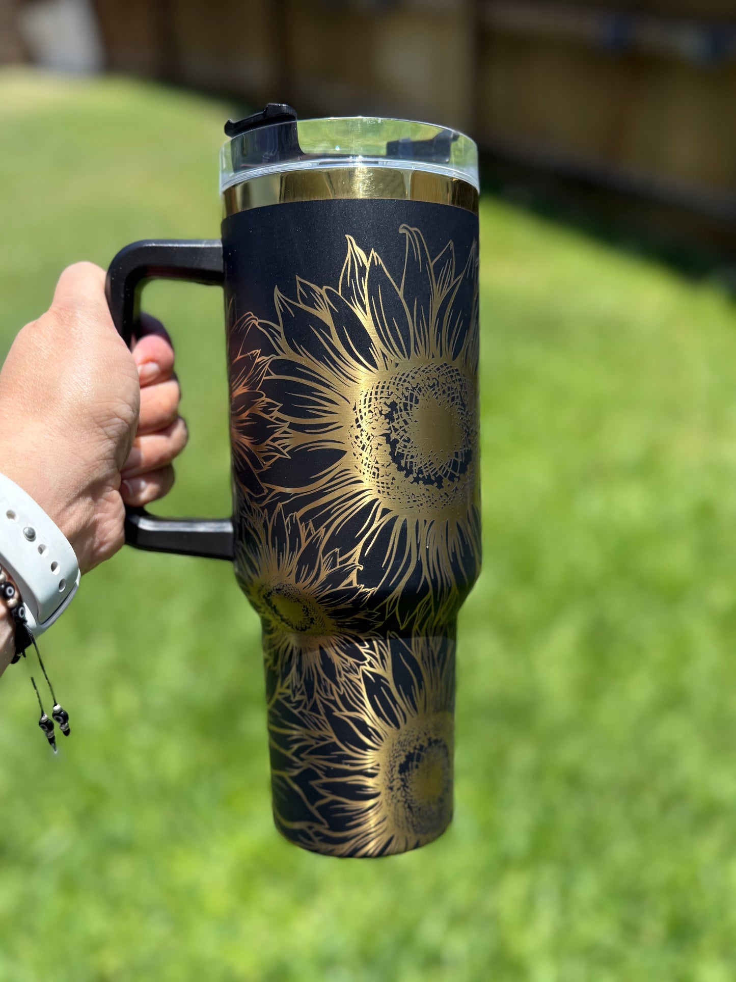 Sunflowers 40 oz Quencher  Gold  Plated Tumbler
