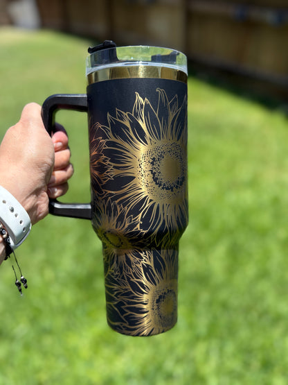 Sunflowers 40 oz Quencher  Gold  Plated Tumbler