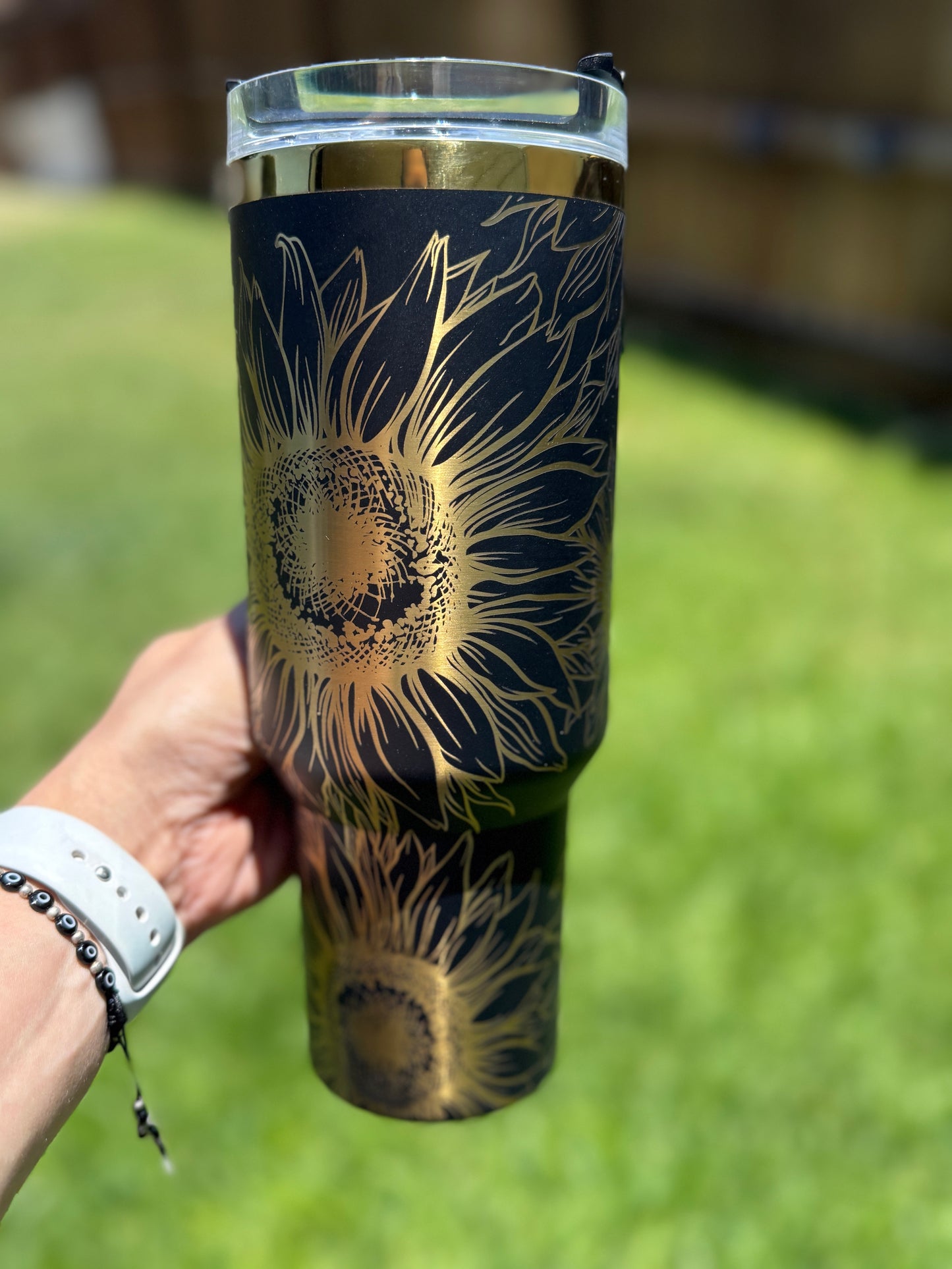 Sunflowers 40 oz Quencher  Gold  Plated Tumbler