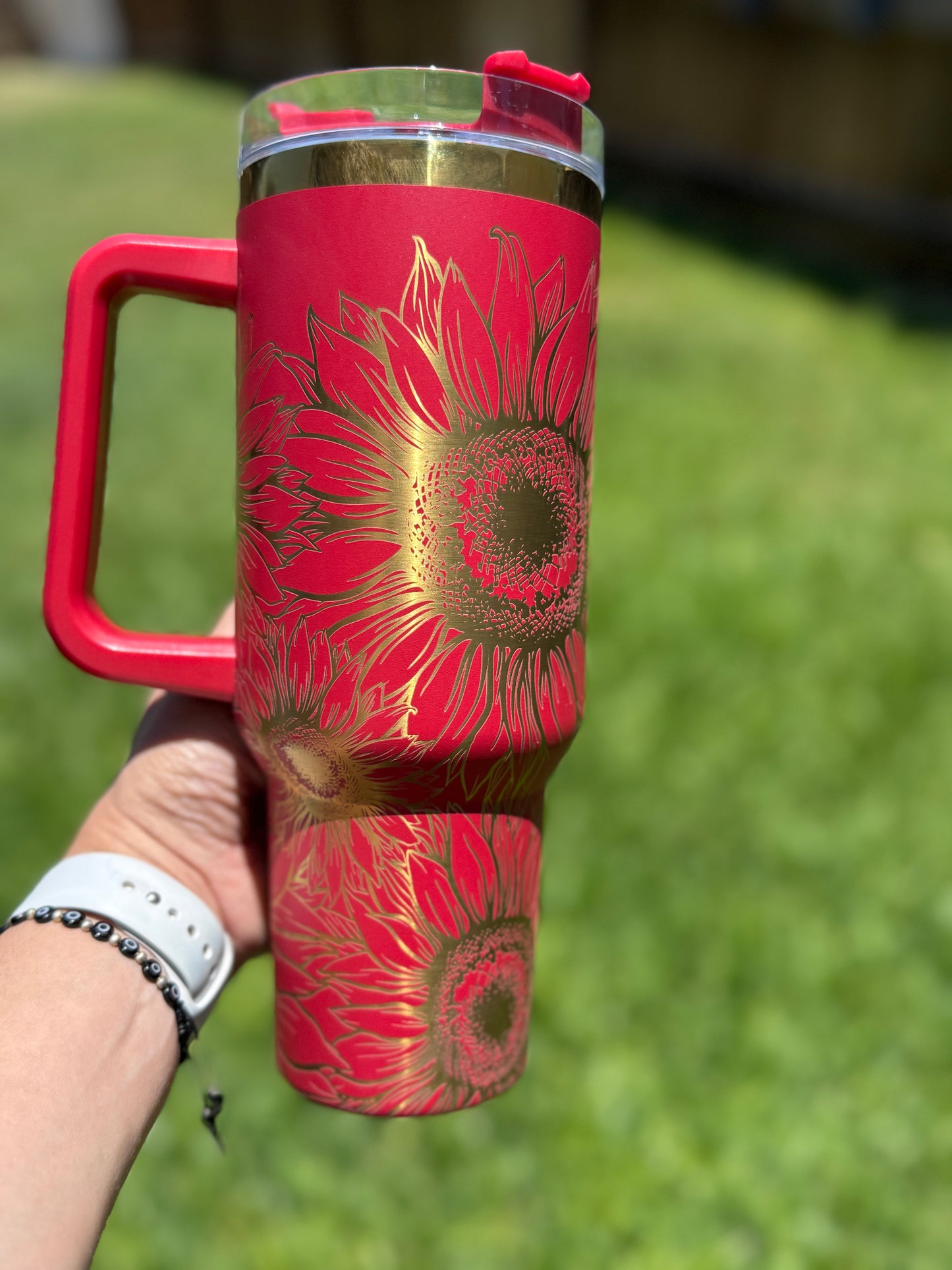 Sunflowers 40 oz Quencher  Gold  Plated Tumbler