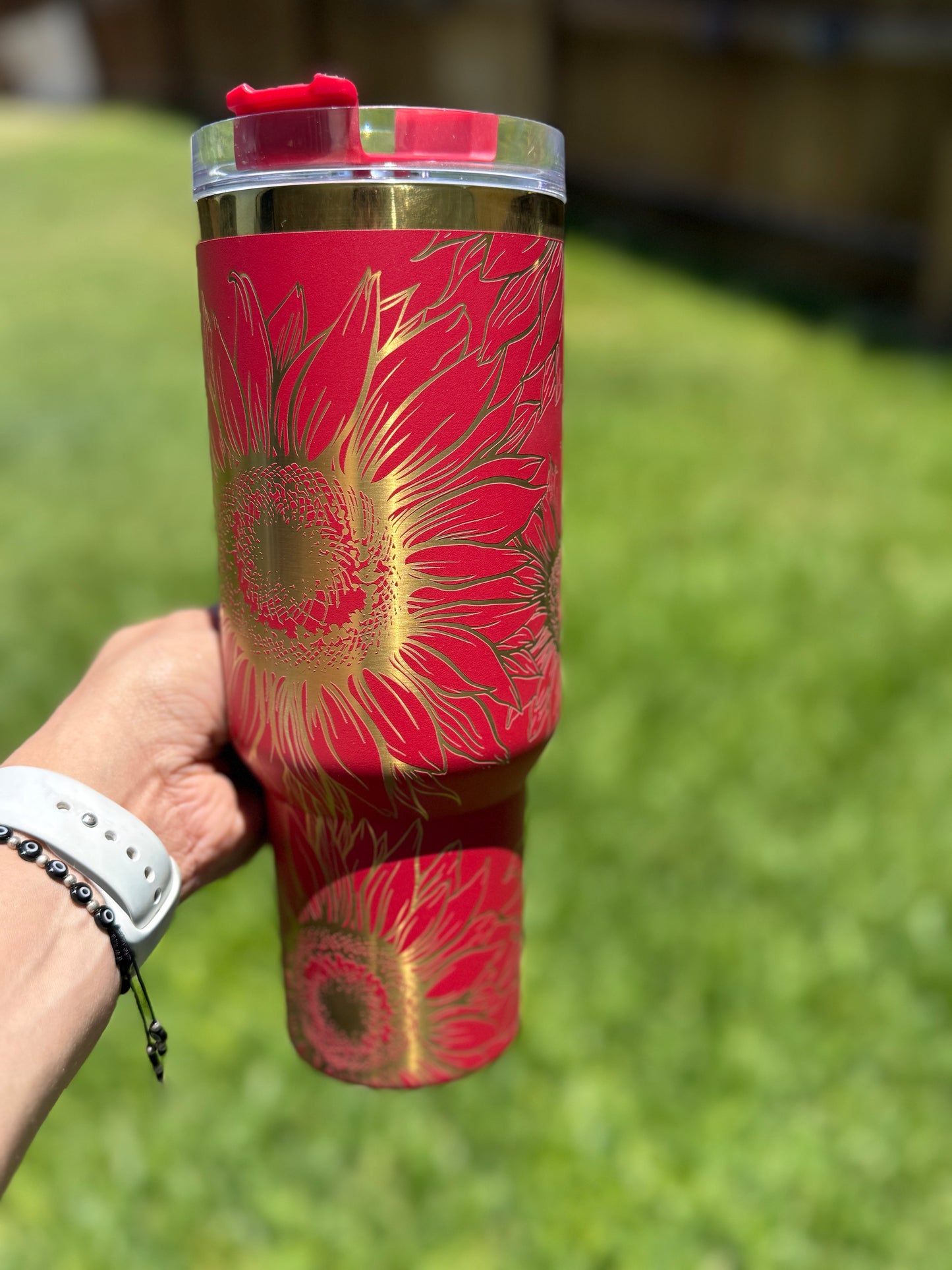 Sunflowers 40 oz Quencher  Gold  Plated Tumbler