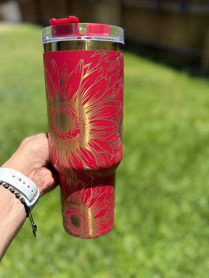 Sunflowers 40 oz Quencher  Gold  Plated Tumbler