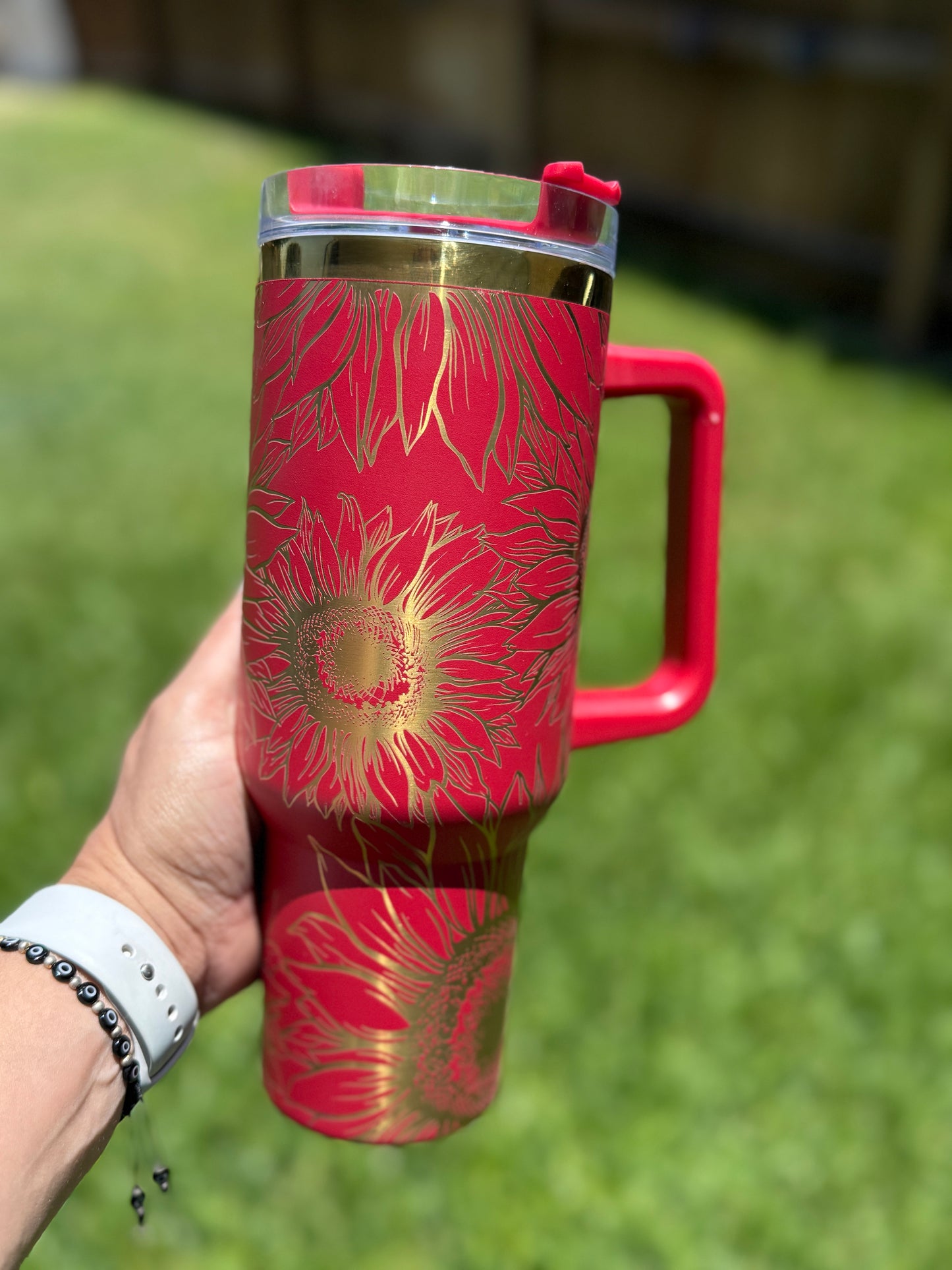 Sunflowers 40 oz Quencher  Gold  Plated Tumbler