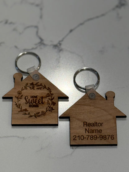 Personalized Real Estate Agent Keychain, New Home Buyer Gift, Gift from Real Estate Agent, Closing Gift for New Homeowner, House Key Chain
