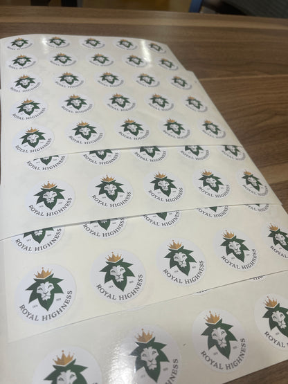 25 Custom logo Stickers round, circular, 1 x 1"  1.5 x 1.5" 2x2" (Read description)