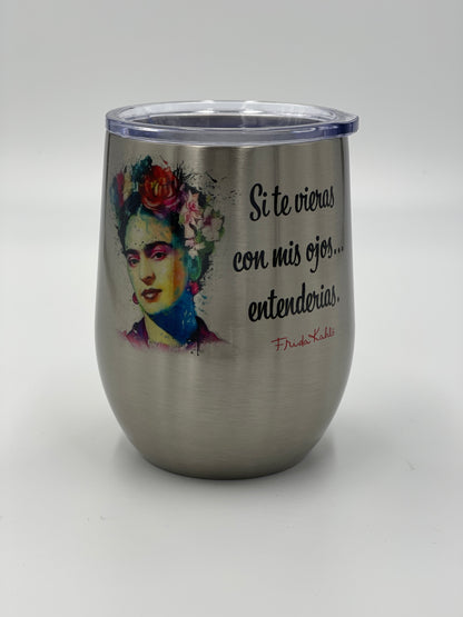 Frida Kahlo wine tumbler, wine tumbler, Frida Kahlo, wine glass, wine, tum