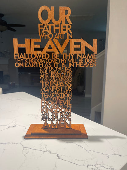 The Lord's Prayer Cross - Baltic wood, Natural or stained