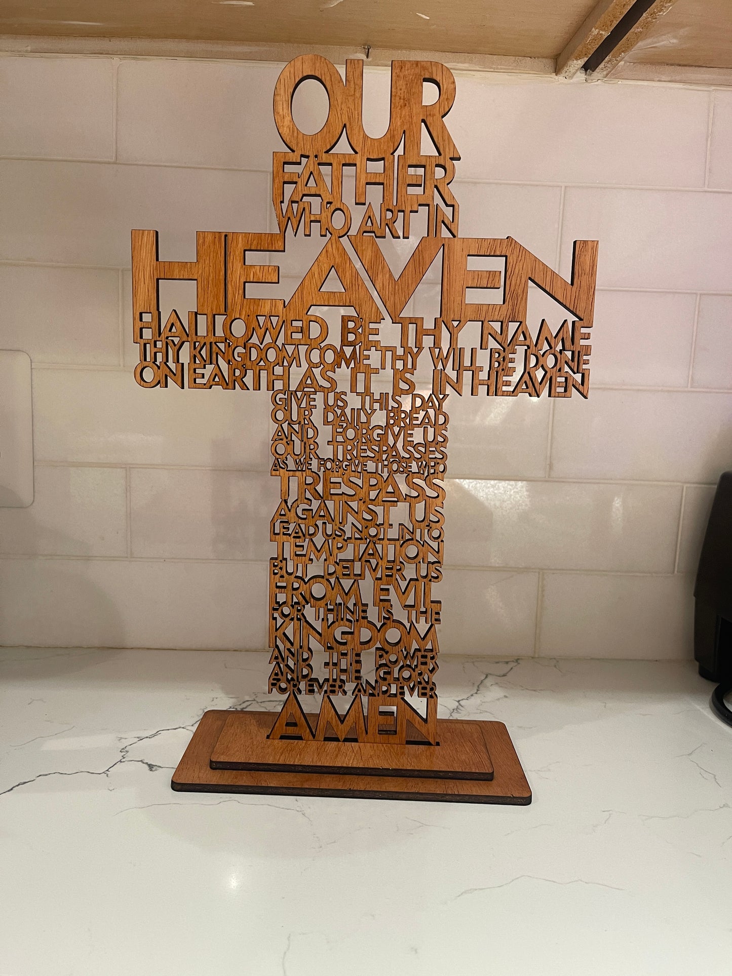 The Lord's Prayer Cross - Baltic wood, Natural or stained