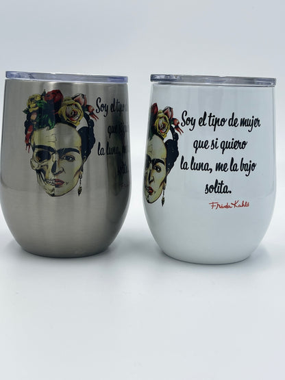 Frida Kahlo wine tumbler, wine tumbler, Frida Kahlo, wine glass, wine, tum