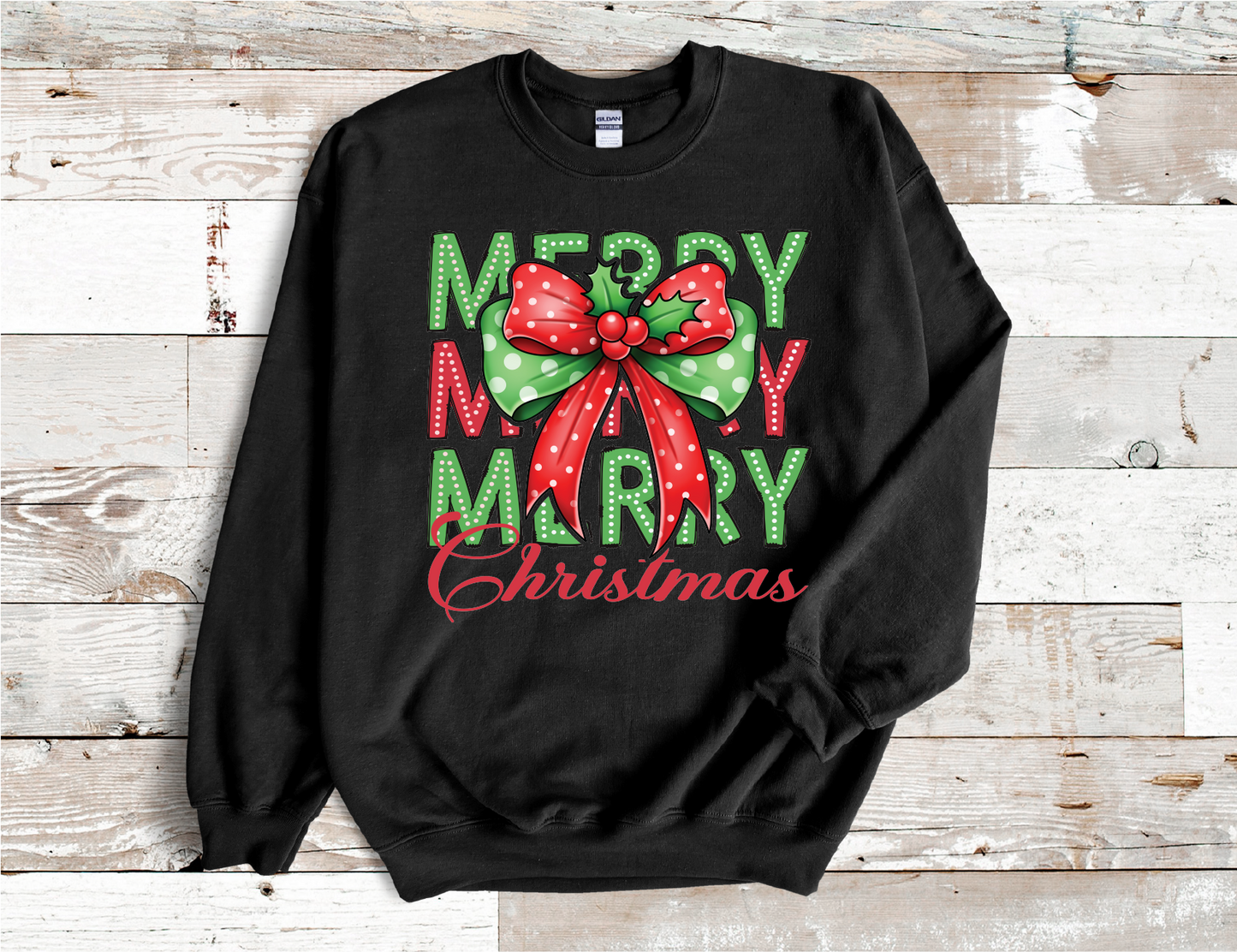 Merry Christmas Coquette Red Bow Sweatshirt (HTV)