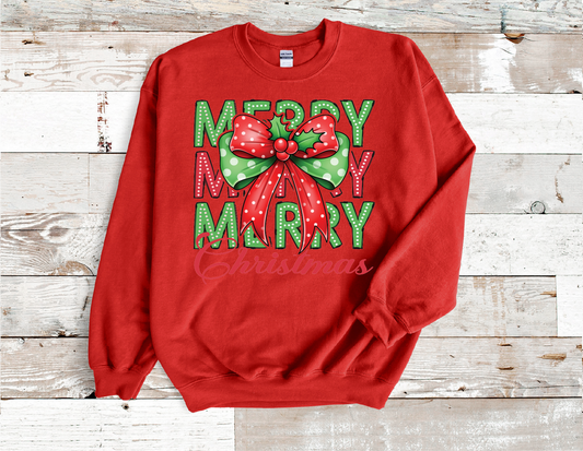 Merry Christmas Coquette Red Bow Sweatshirt (HTV)