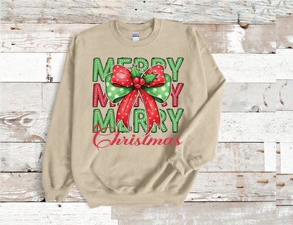 Merry Christmas Coquette Red Bow Sweatshirt (HTV)