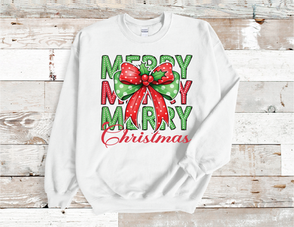 Merry Christmas Coquette Red Bow Sweatshirt (HTV)
