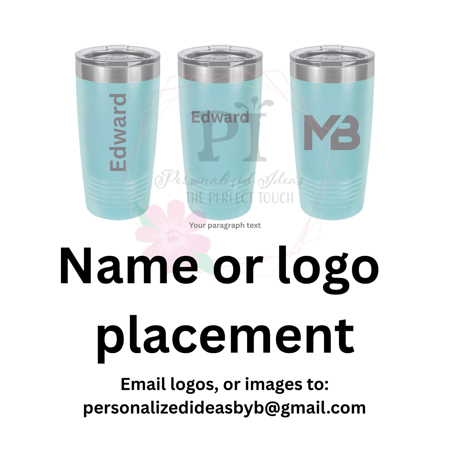 12 Custom, Personalized 20oz Tumbler, ADD YOUR LOGO, Powder Coated, Laser Engraved Cup, Corporate Gift, Branded, Wholesale Tumblers, Bulk Tumblers