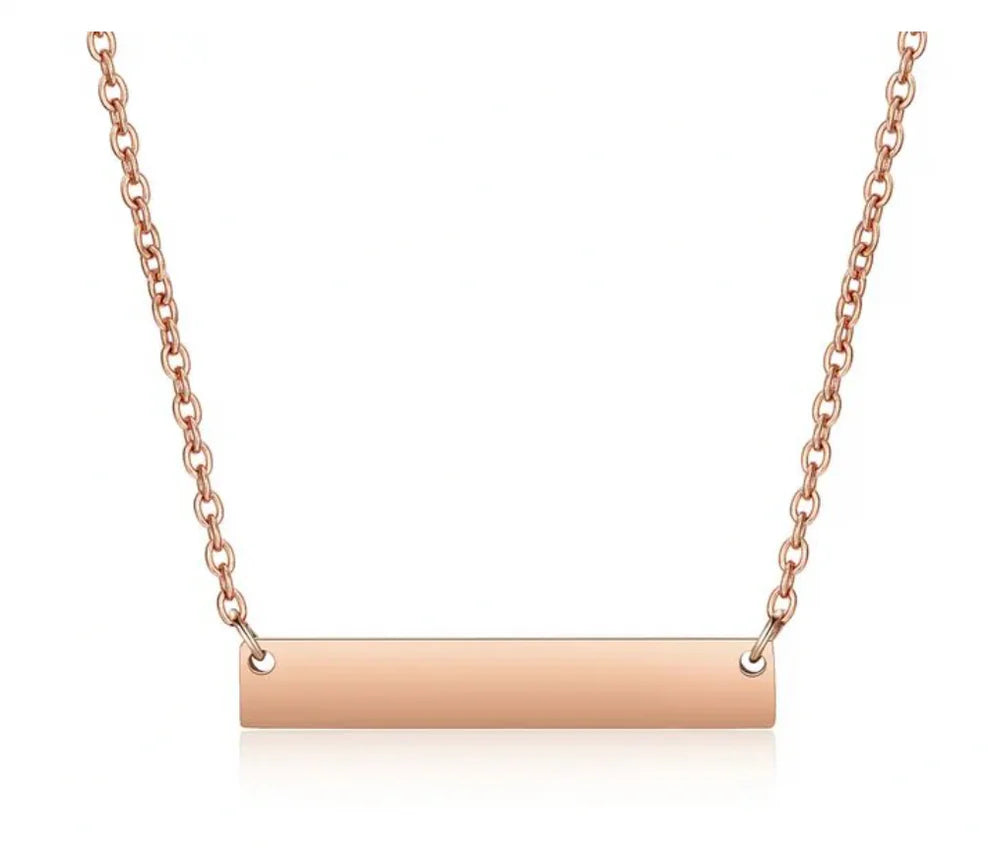 Custom Engraved Stainless steel horizontal bar engraving blank necklace
