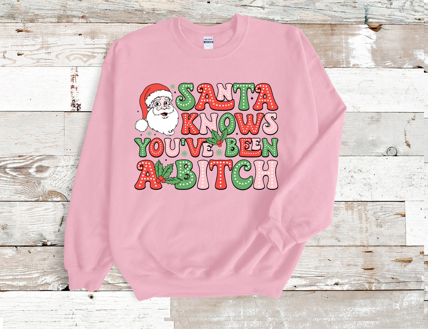 Santa Knows you been a Bitch Christmas Sweatshirt (HTV)