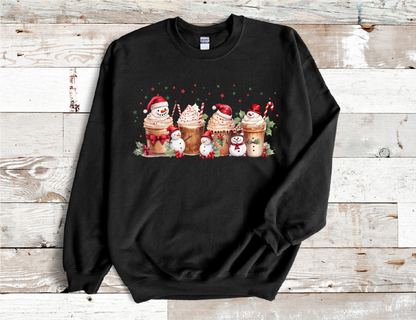 Christmas Snow man candy coffee, Sweatshirt (HTV)