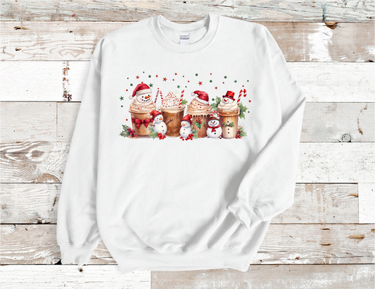 Christmas Snow man candy coffee, Sweatshirt (HTV)