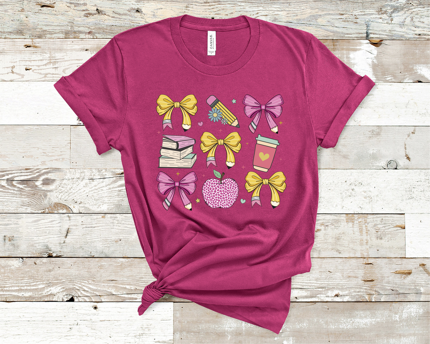 Coquette Teacher T-shirt - Back to school Gift, Coquette, books, and pencil