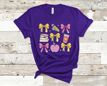 Coquette Teacher T-shirt - Back to school Gift, Coquette, books, and pencil