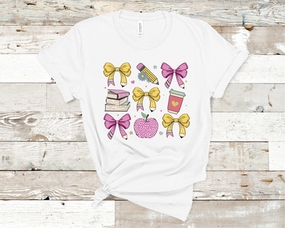 Coquette Teacher T-shirt - Back to school Gift, Coquette, books, and pencil