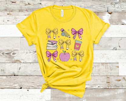 Coquette Teacher T-shirt - Back to school Gift, Coquette, books, and pencil