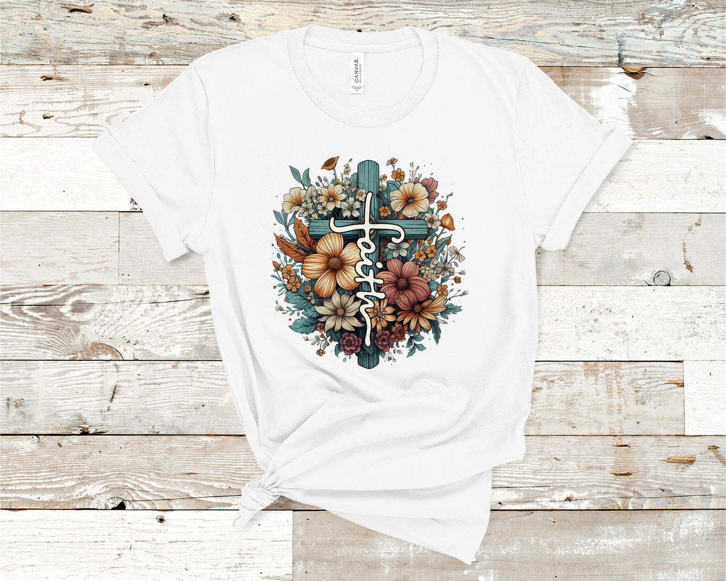 Faith Cross with flowers T-shirt ready to ship