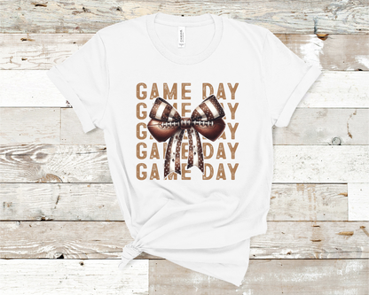 Game Day Football Bow Brown T-shirt