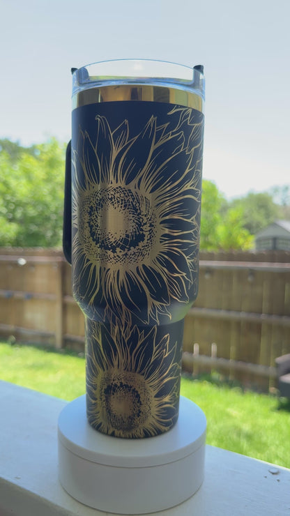 Sunflowers 40 oz Quencher  Gold  Plated Tumbler